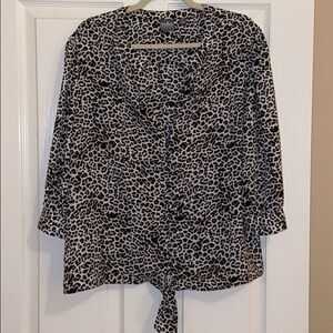 Snow leopard button down top